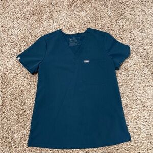 Figs Teal V-Neck Medical Scrub Top